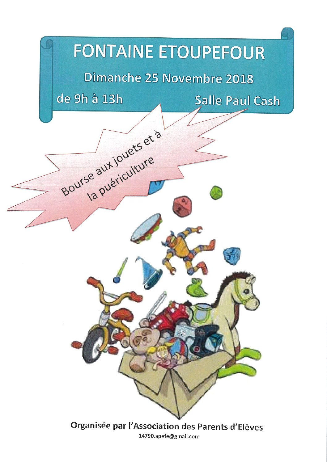 Bourse aux jouets et à la puériculture organisée par l’Association des Parents d’Élèves